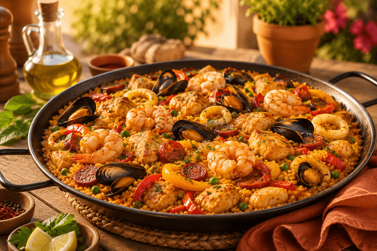 Paella Fruits de mer & Poulet